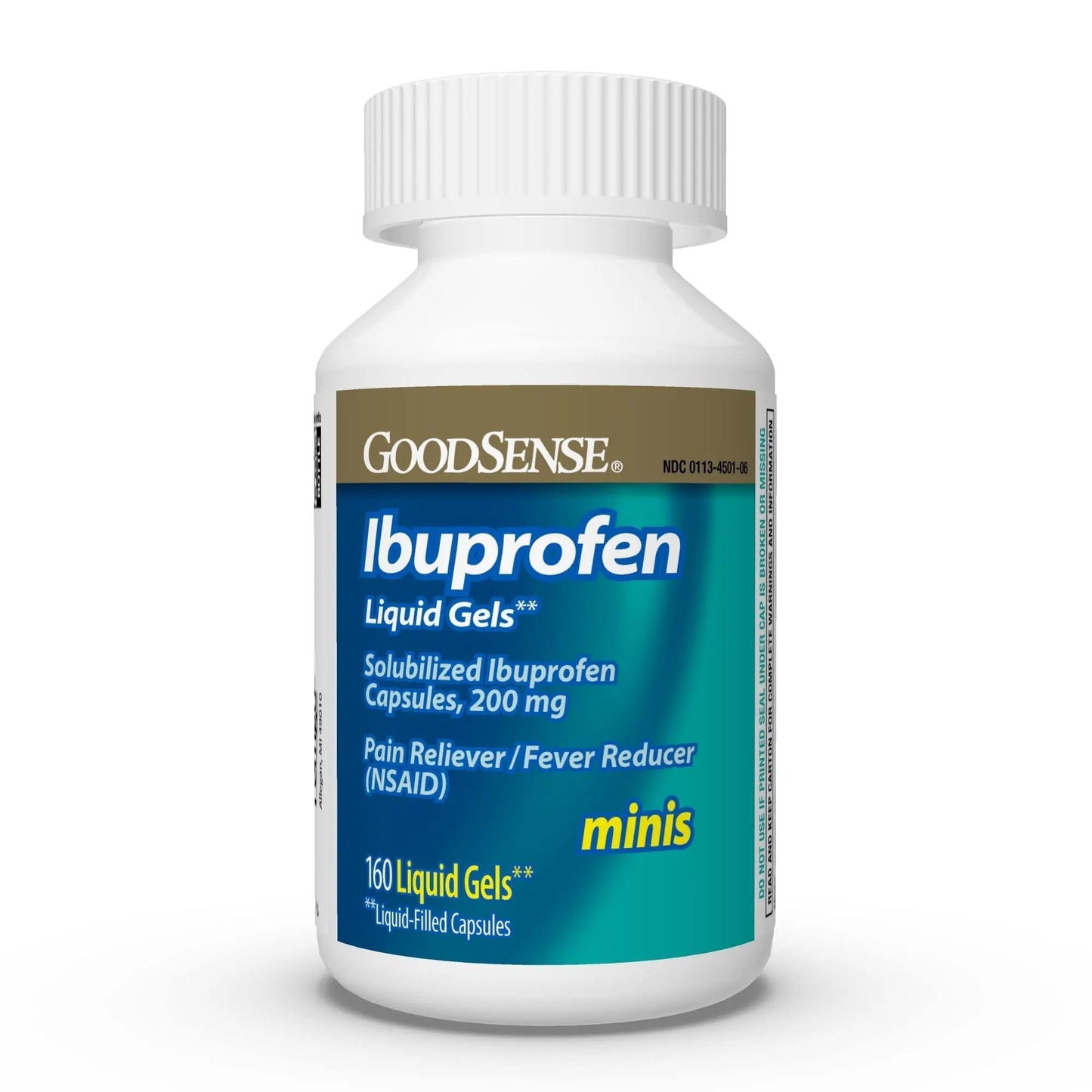 GoodSense Ibuprofen Mini Liquid-Gels, 200 mg, Liquid-Filled Capsules, Pain Reliever and Fever Reducer, 160 Count - Maple Wellness Supplements