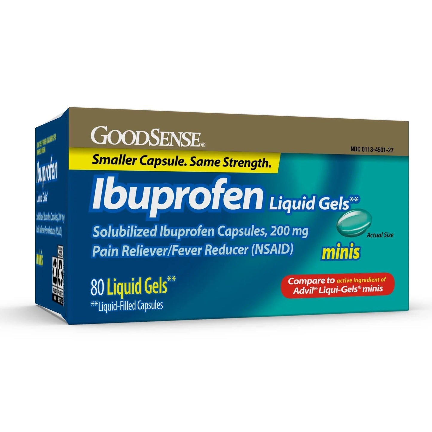GoodSense Ibuprofen Mini Liquid-Gels, 200 mg, Liquid-Filled Capsules, Pain Reliever and Fever Reducer, 80 Count - Maple Wellness Supplements