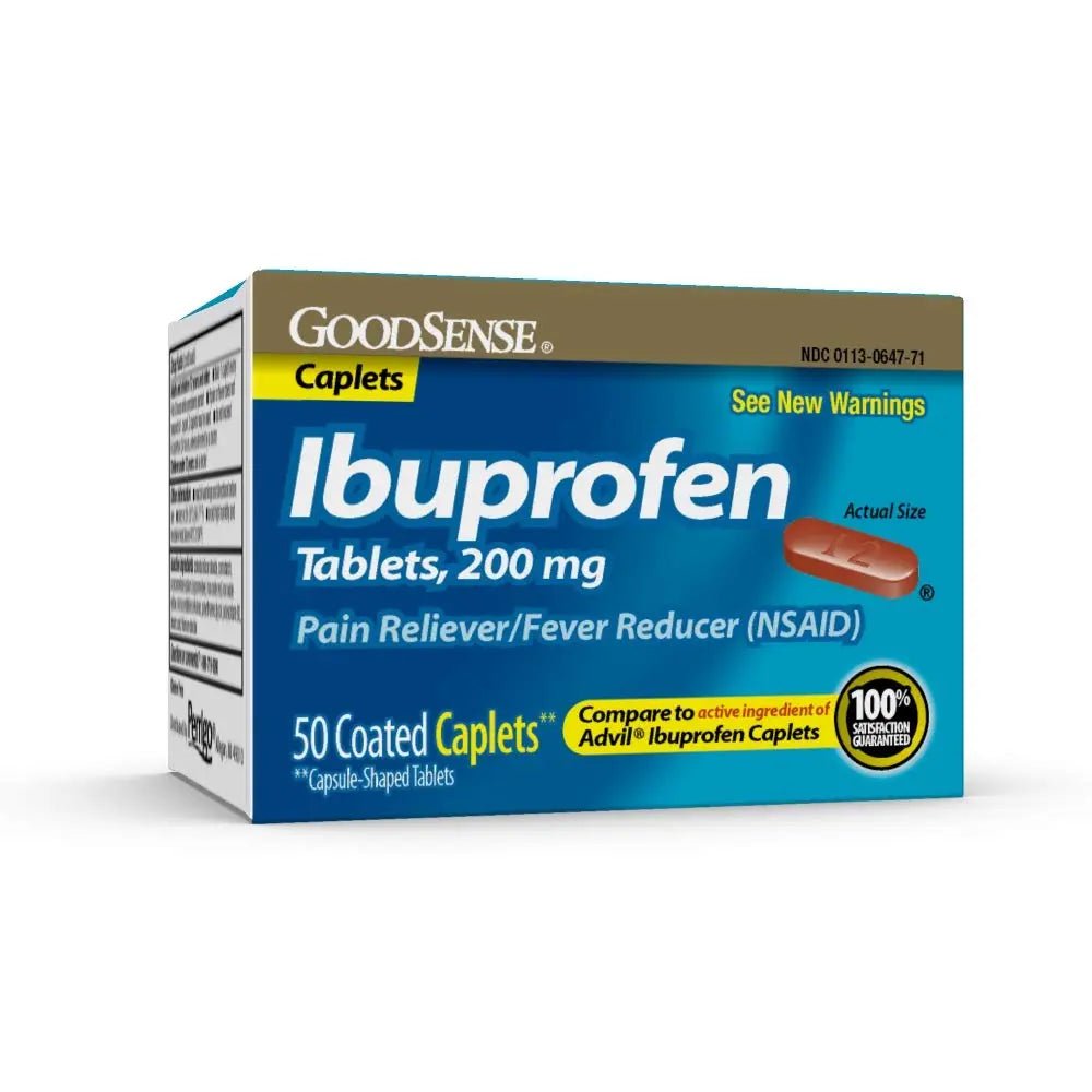 GoodSense Ibuprofen Pain Reliever/Fever Reducer Caplets, 200 mg, 50-Count - Maple Wellness Supplements