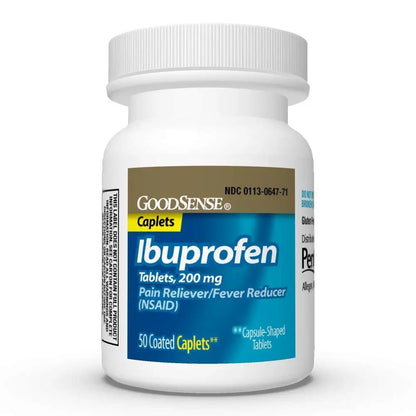 GoodSense Ibuprofen Pain Reliever/Fever Reducer Caplets, 200 mg, 50-Count - Maple Wellness Supplements