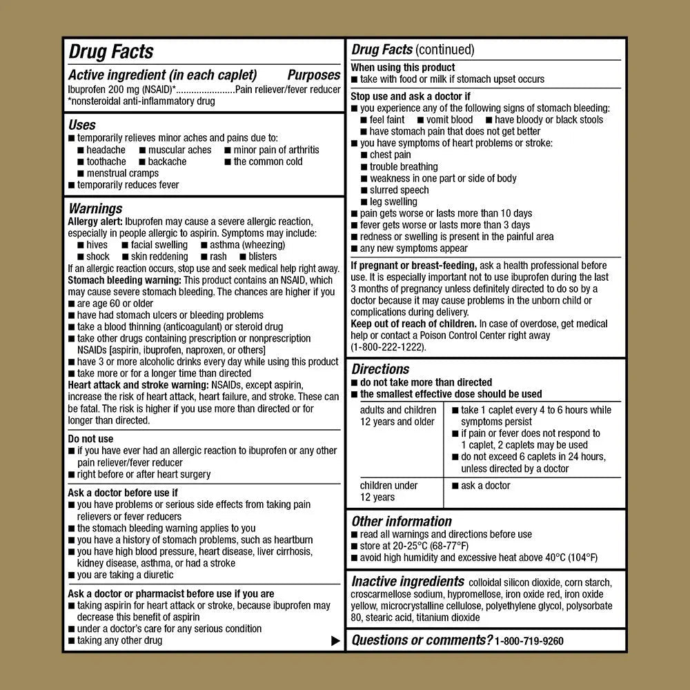 GoodSense Ibuprofen Pain Reliever/Fever Reducer Caplets, 200 mg, 50-Count - Maple Wellness Supplements