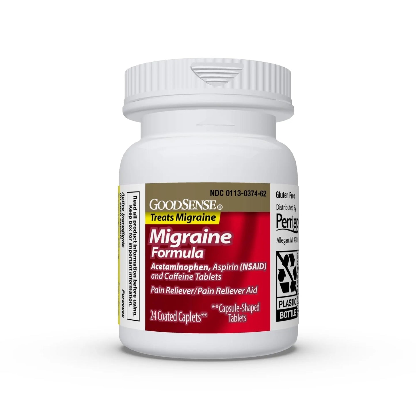 GoodSense Migraine Formula Caplets - Acetaminophen, Aspirin (NSAID) & Caffeine - Migraine Pain Relief, 24 Count - Maple Wellness Supplements