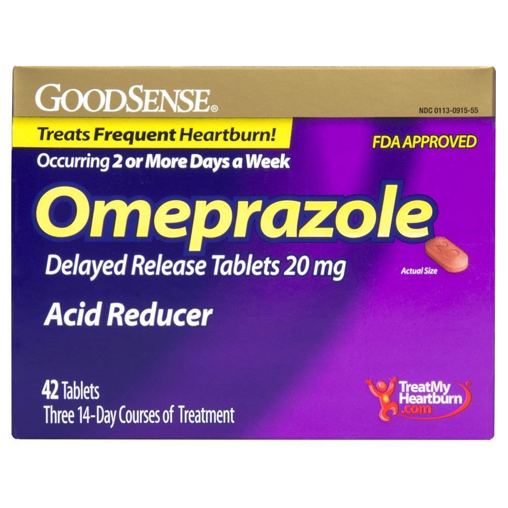 GoodSense Omeprazole Delayed Release Tablets, 20 mg, Acid Reducer for Heartburn, 42 Count - Maple Wellness Supplements