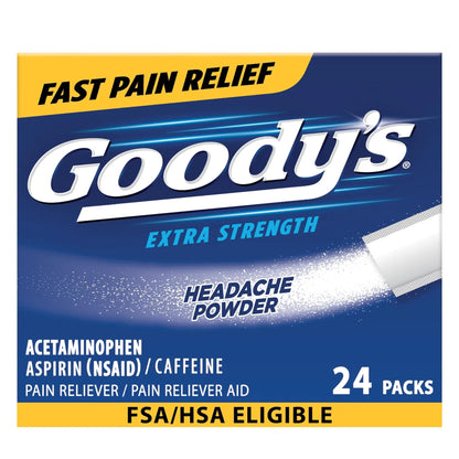 Goody’s Headache Powder Extra Strength Pain Relief, Triple Action Headache Relief with Aspirin, Acetaminophen & Caffeine, 24 Count - Maple Wellness Supplements