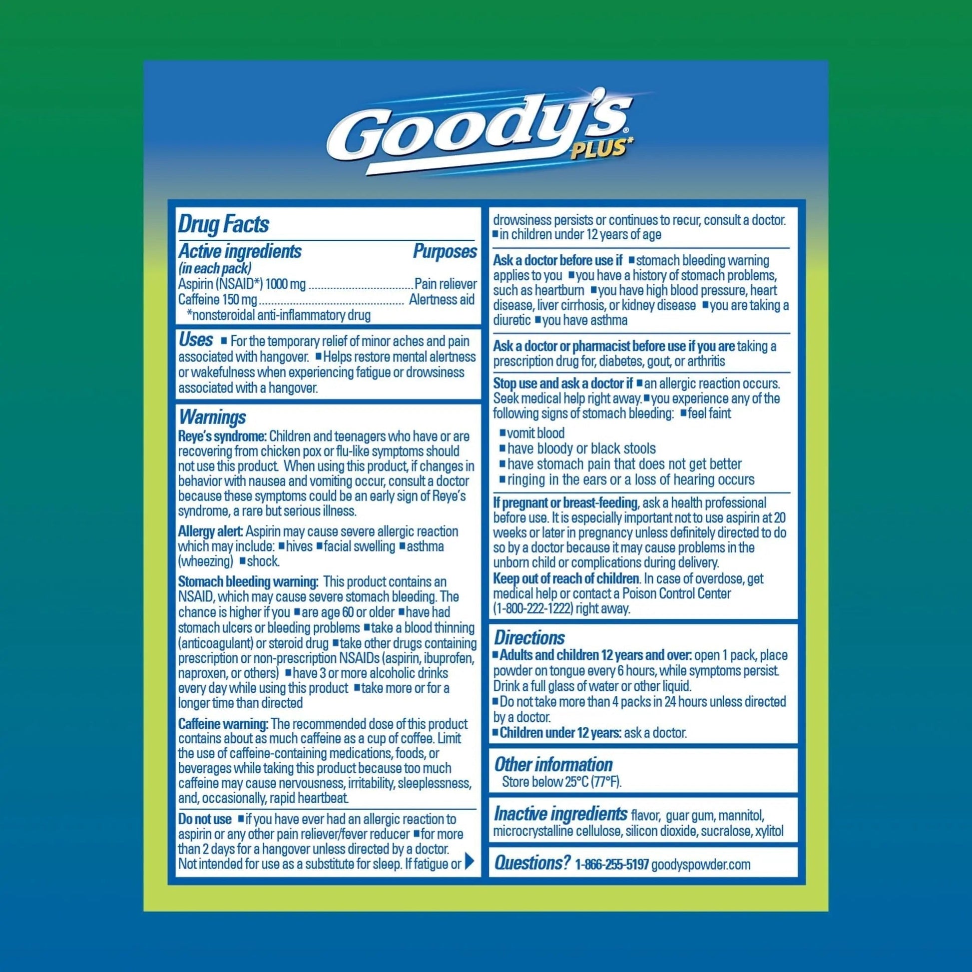 Goody’s Headache Relief Plus Mental Alertness Powder, with Aspirin and Caffeine, Strawberry Citrus Flavor, 16 Count - Maple Wellness Supplements