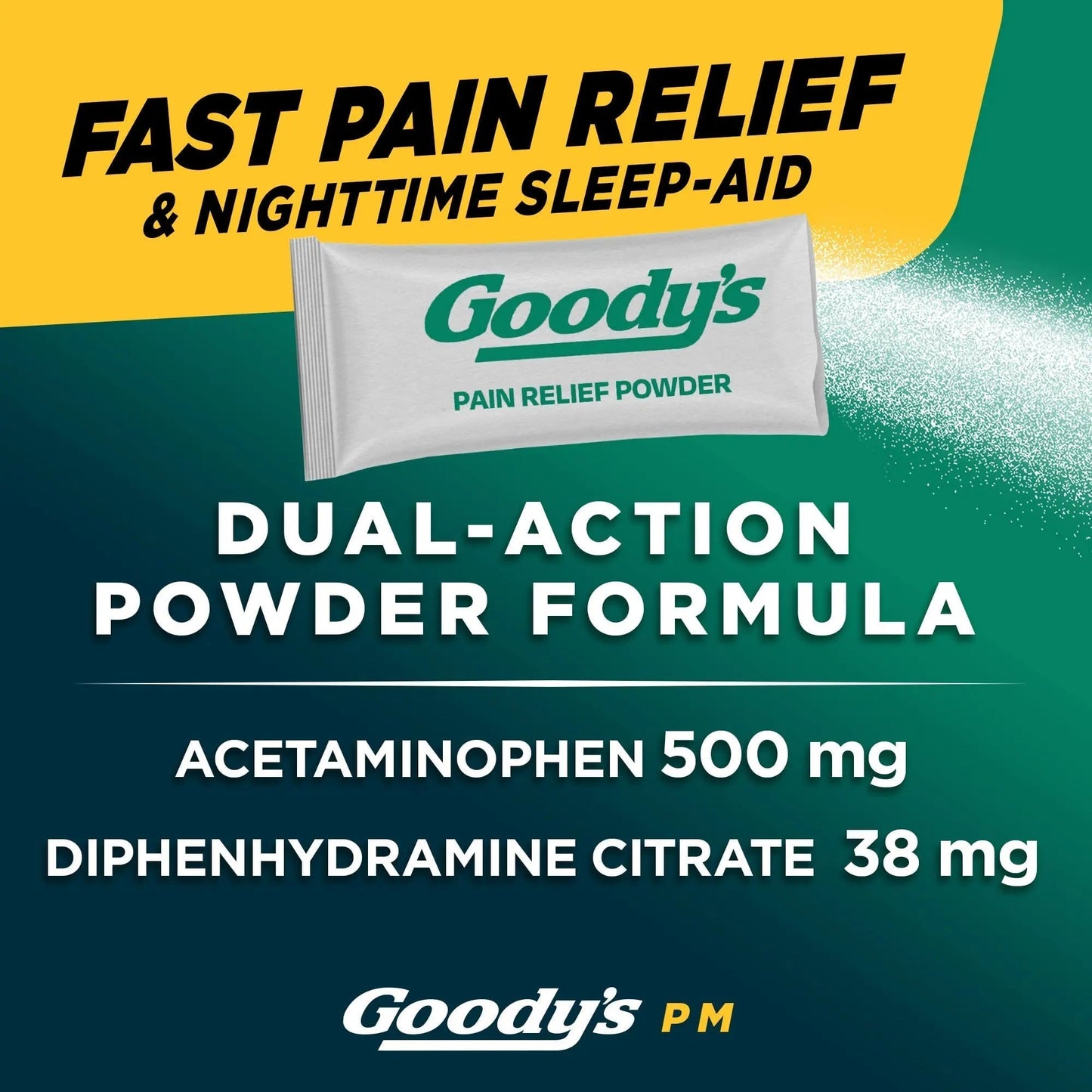 Goody's Nighttime Powder, Pain Reliever & Sleep Aid with Acetaminophen & Diphenhydramine Citrate, Caffeine Free, 16 Count - Maple Wellness Supplements