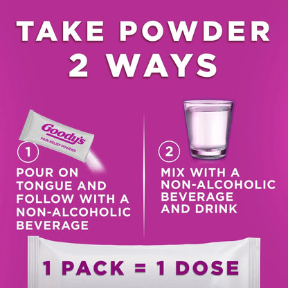 Goody's Pain Relief Powders, Extra Strength Headache Powder Mixed Fruit Blast, 24 ct (Pack of 1) - Maple Wellness Supplements