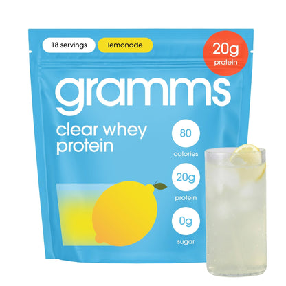 GRAMMS Clear Protein Powder 20G Protein for Women & Men | Lactose Free, Grass-Fed Whey Isolate, Gluten Free, Zero Sugar, Gut Friendly, Non-Bloating - Maple Wellness Supplements