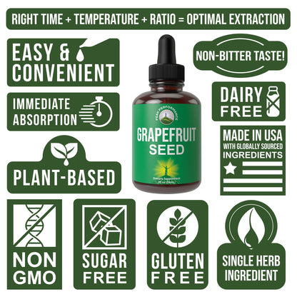 Grapefruit Seed Extract Liquid Drops Supplement. Vegan GSE Grapefruit Seed Extract for Women and Men. Zero Sugar, Non Bitter. for Immune, Digestive Support. Gluten Free Oil. Take Orally - Maple Wellness Supplements