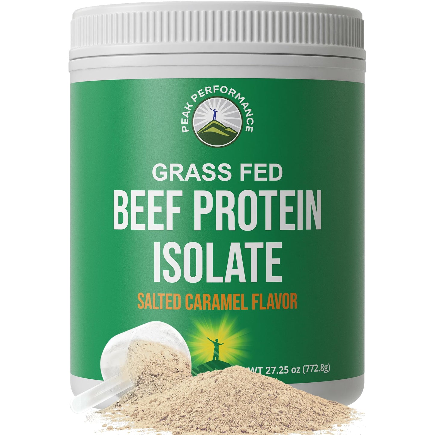 Grass Fed Beef Protein Powder - Lactose Free Great Tasting Beef Protein Isolate. Complete Animal Based Non Dairy Paleo Carnivore Supplement for Prime Muscle Building. No Whey. Salted Caramel Flavor - Maple Wellness Supplements