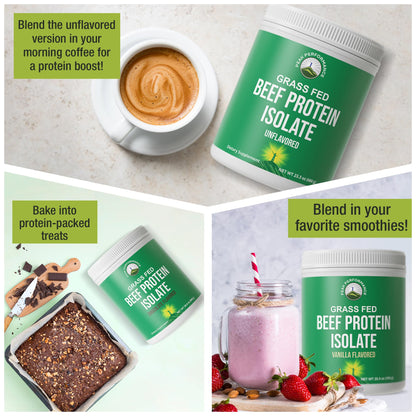 Grass Fed Beef Protein Powder - Lactose Free Great Tasting Beef Protein Isolate. Complete Animal Based Non Dairy Paleo Carnivore Supplement for Prime Muscle Building. No Whey. Chocolate Flavor - Maple Wellness Supplements