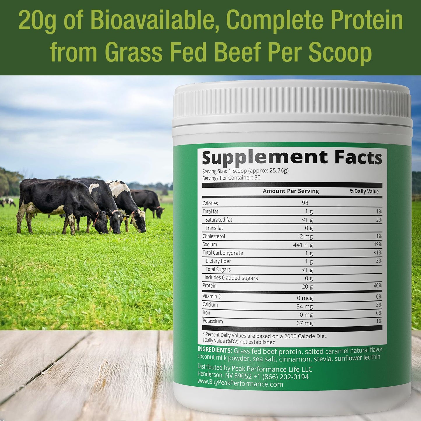 Grass Fed Beef Protein Powder - Lactose Free Great Tasting Beef Protein Isolate. Complete Animal Based Non Dairy Paleo Carnivore Supplement for Prime Muscle Building. No Whey. Salted Caramel Flavor - Maple Wellness Supplements