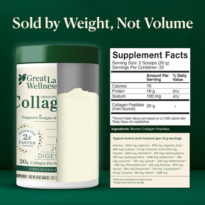 Great Lakes Wellness Collagen Peptides Powder – Supports Skin, Hair, Nails, Joints & Digestion – Hydrolyzed, Quick Dissolve - Maple Wellness Supplements