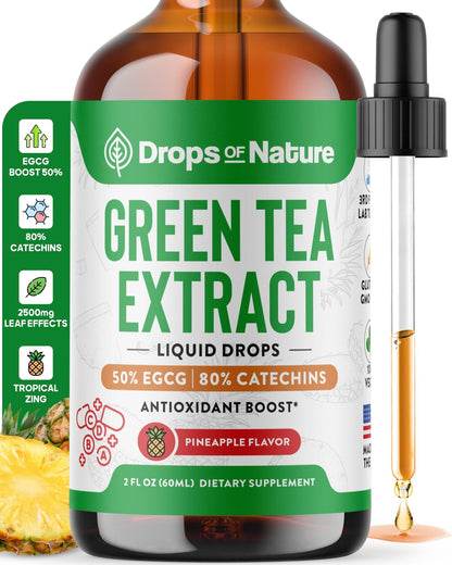 Green Tea 10:1 Extract 50% EGCG - Green Tea Liquid Drops - Vegan, 4X More Powerful Than Pills & Capsules - 2oz Antioxidant & Immune Supplement - Maple Wellness Supplements