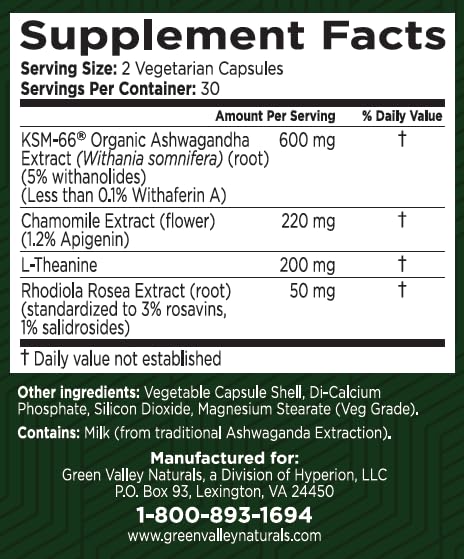 GREEN VALLEY NATURALS My Sleep Miracle Vegan Sleep Support Supplement | Melatonin-Free Formula | Ashwagandha, Chamomile & L-Theanine | Promotes Calm, Relaxation & Restful Sleep | 60 Capsules - Maple Wellness Supplements