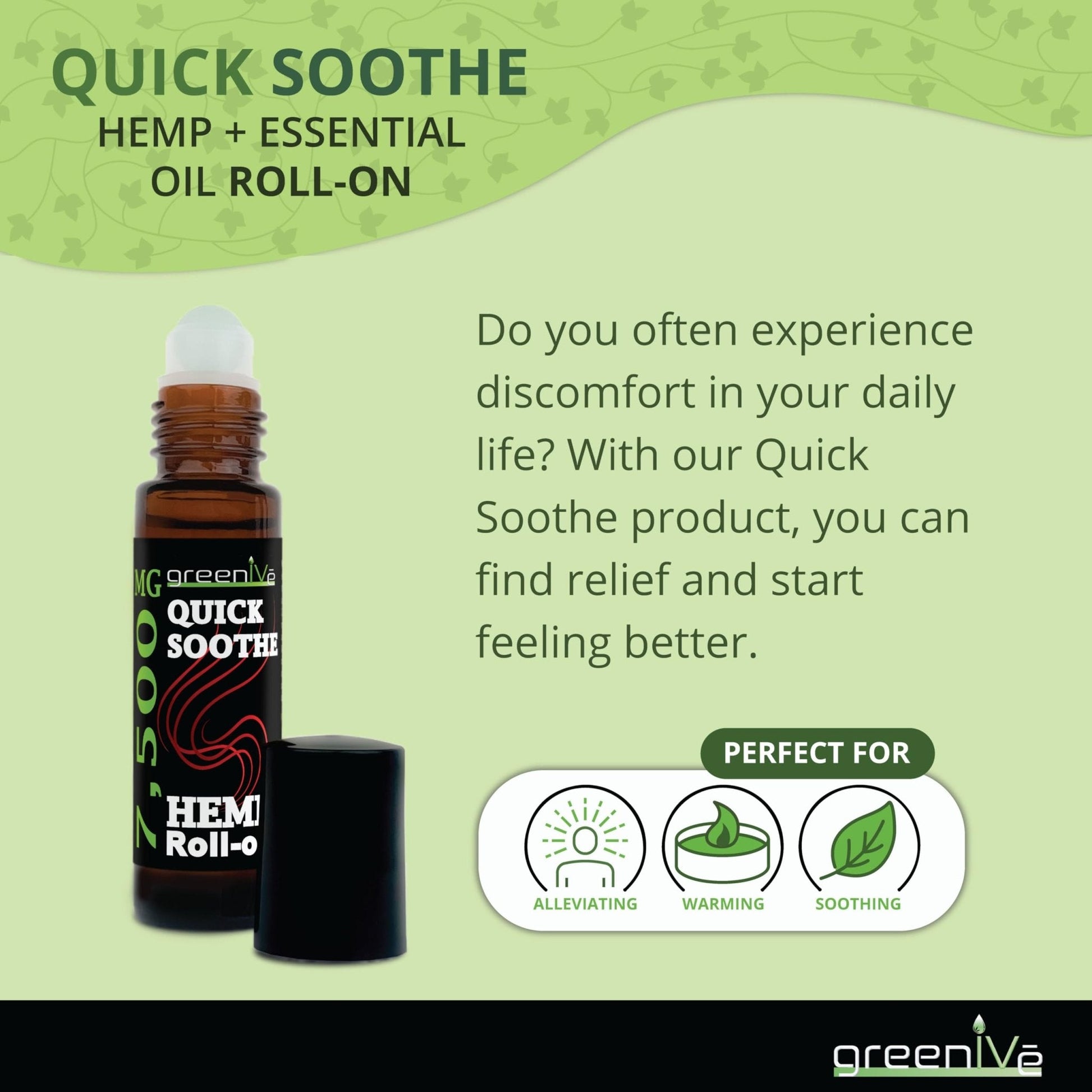 GreenIVe 7,500mg Hemp Roll-On Quick Soothe Therapeutic Essential Oil Blend for Topical Targeting Roll-On (4 Pack) - Maple Wellness Supplements