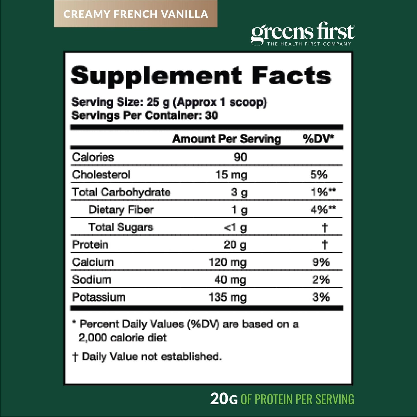 Greens First Dream Protein Powder Whey - 20g Protein Per Serving - Hormone-Free with Prebiotics - Non-GMO - No Artificial Sweeteners/MSG/Aspartame (Creamy French Vanilla, 26.5 oz) - Maple Wellness Supplements