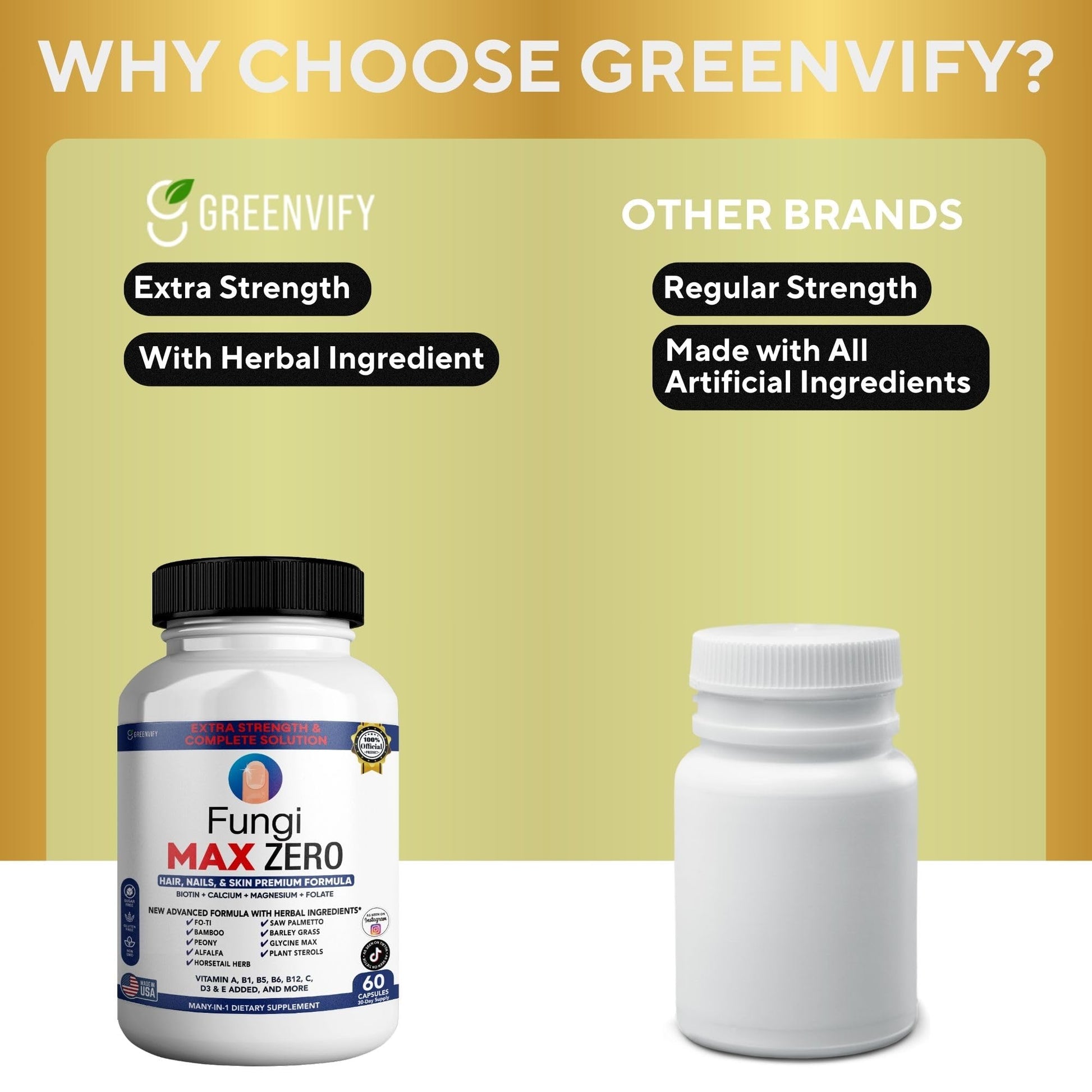 GREENVIFY Fungi Max Zero Hair, Nails & Skin Supplement. (1) - Maple Wellness Supplements