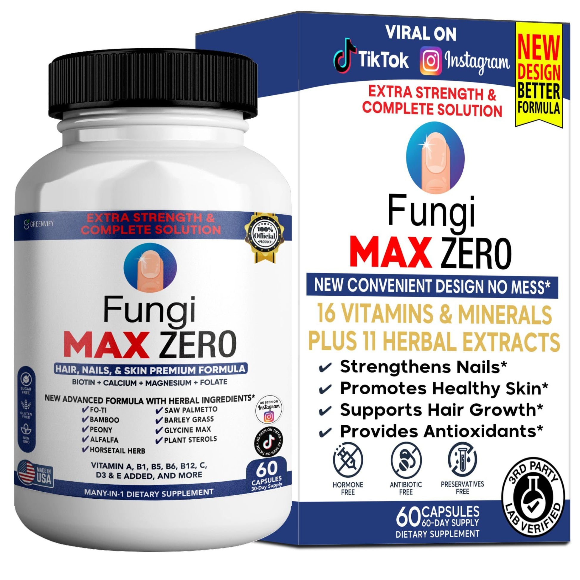 GREENVIFY Fungi Max Zero Hair, Nails & Skin Supplement. (1) - Maple Wellness Supplements