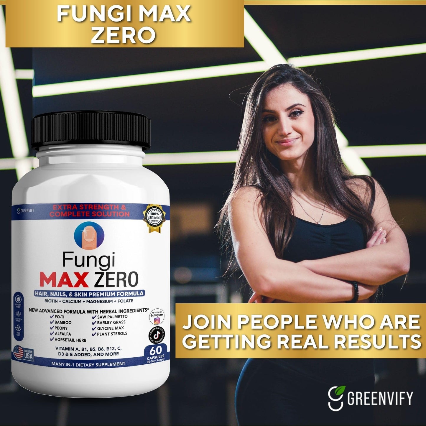 GREENVIFY Fungi Max Zero Hair, Nails & Skin Supplement. (1) - Maple Wellness Supplements