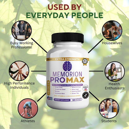 GREENVIFY Memorion Pro Max Extra Strength Brain Support Supplement, 60 Capsules, with DHA, Vitamins, Herbal Blend, 30-Day Supply (1) - Maple Wellness Supplements