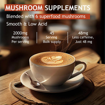 GRGTP Mushroom Coffee - Superfood Blend with 6 Adaptogens (Cordyceps, Lion's Mane, Reishi Other) | Jitter-Free Energy, Enhanced Focus, Digestion & Immunity Support | - Maple Wellness Supplements