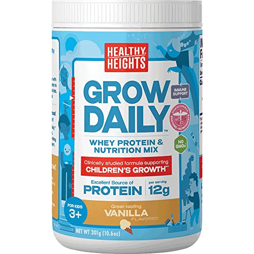 Grow Daily 3+ Shake Mix 7-serving Canister by Healthy Heights - Protein Powder (Vanilla) - Maple Wellness Supplements