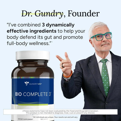 Gundry MD® Bio Complete 3 - Prebiotic, Probiotic, Postbiotic to Support Optimal Gut Health, 30 Day Supply (90 Day Supply) - Maple Wellness Supplements