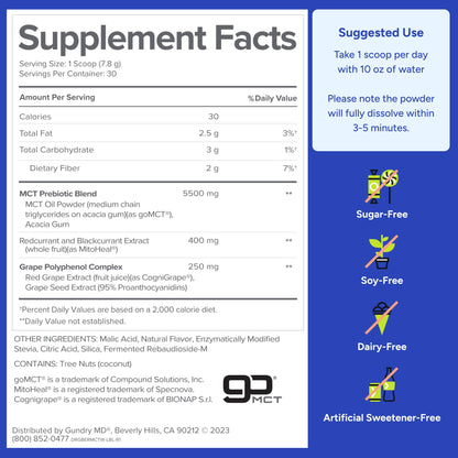 Gundry MD MCT Wellness Powder to Support Energy, Ketone Production and Brain Health, Keto Friendly, Sugar Free - Maple Wellness Supplements