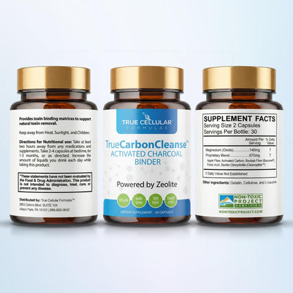 Gut Detox & Liver Cleanse - Organic Activated Charcoal Capsules with Clinoptilolite Zeolite Binder - TrueCarbonCleanse™ Carbon Supplement - 60 Bamboo Charcoal Pills - Maple Wellness Supplements