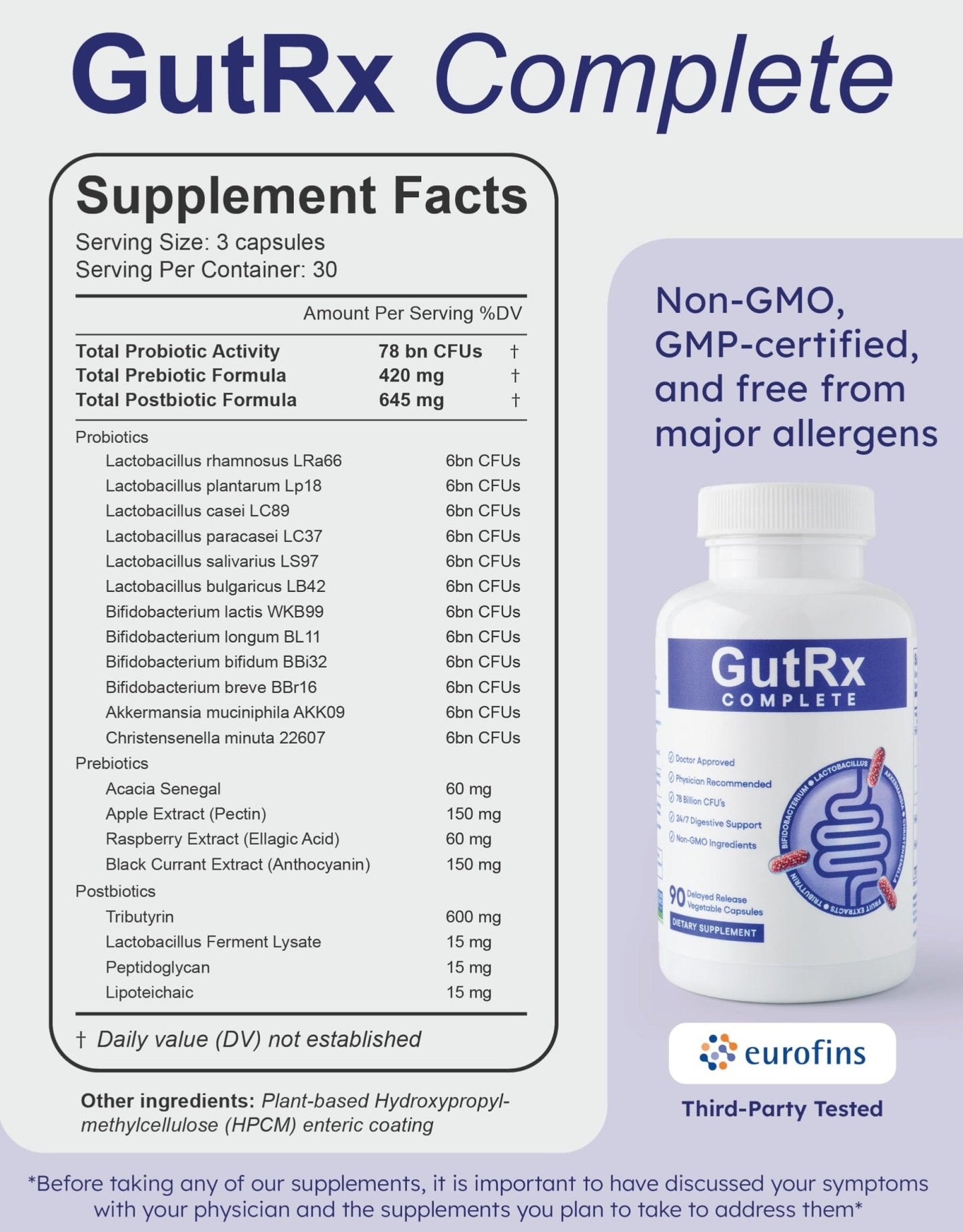 GutRx Complete Probiotic, Prebiotic, Postbiotic, Alternative with Akkermansia & Christensenella for Gas, Bloating, Gut Barrier & Microbiome Support - Maple Wellness Supplements