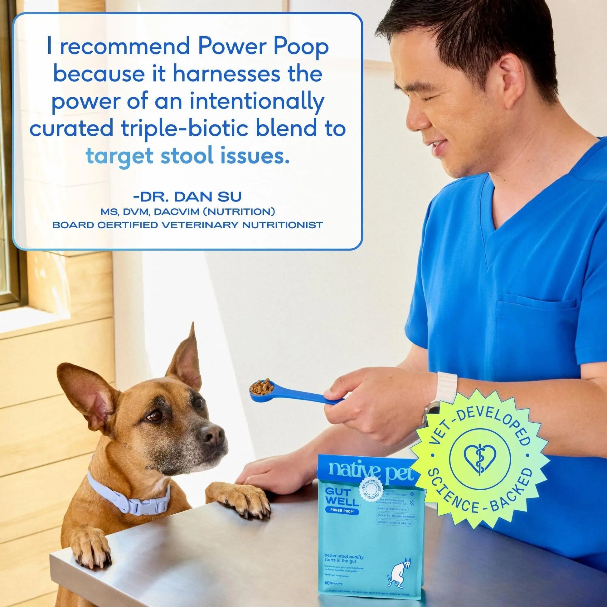 GutWell Power Poop - Digestive Enzymes & Fiber for Dogs - Dog Fiber Supplements Help with Diarrhea Relief, Upset Stomach, Pet Gas & Gut Health with Targeted Triple-Biotic Blend & M-Fiber - 60 Scoops - Maple Wellness Supplements