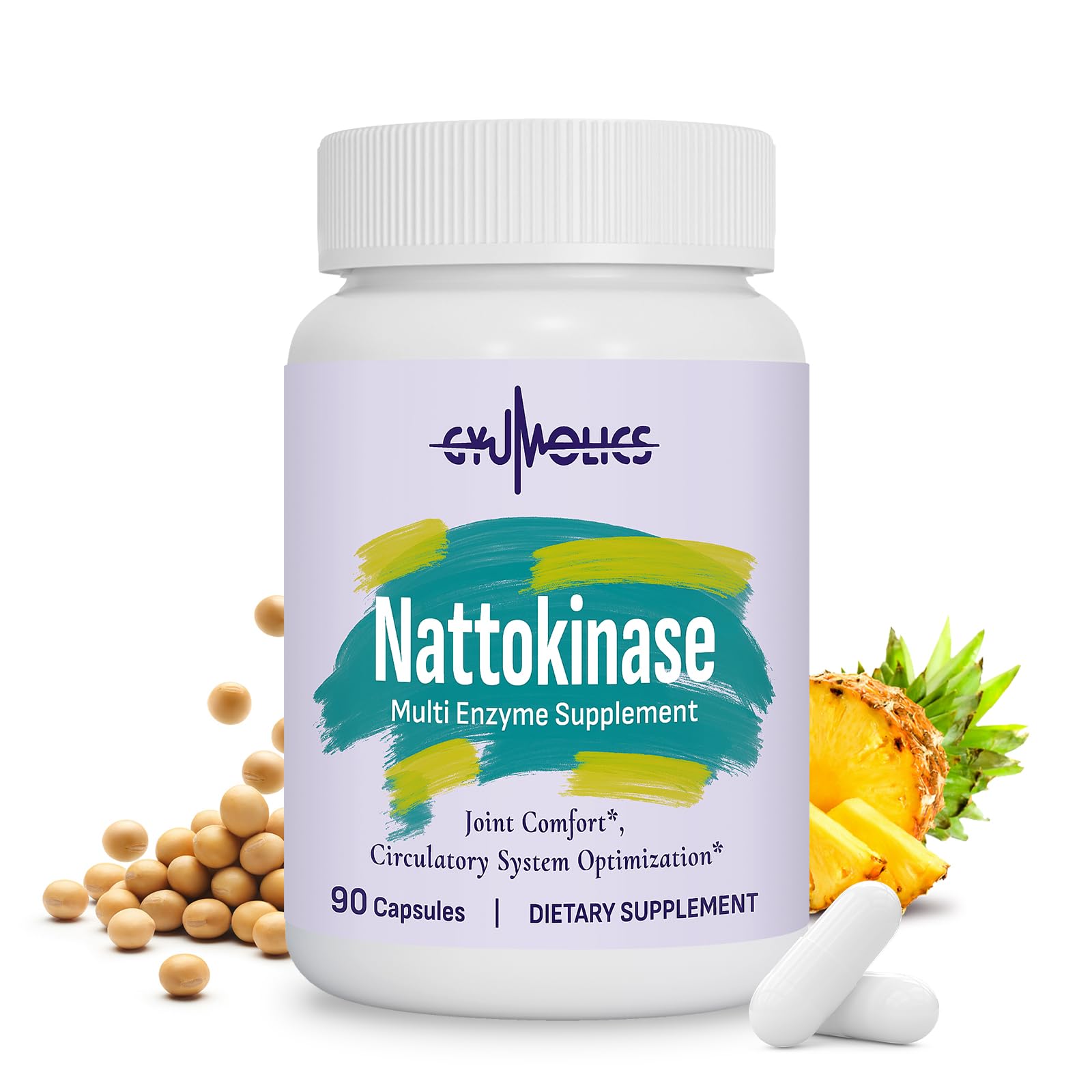 Gyumolics Nattokinase Supplement 10000FU with Organic Nattokinase, Serrapeptase, Bromelain, Curcumin, Vitamin E & Ginseng, - Maple Wellness Supplements