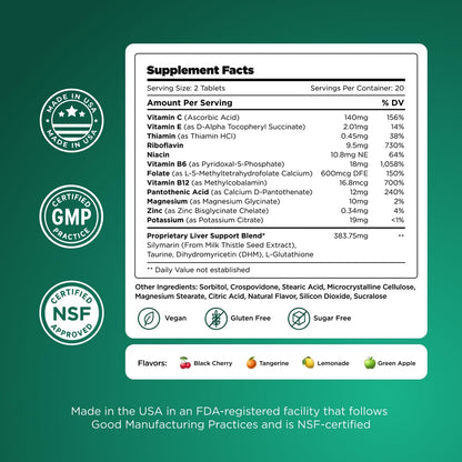 H-PROOF The Anytime You Drink Vitamin, Liver Health & Immunity Support with Electrolytes, Milk Thistle, and Vitamins B & C - 40 Chewable Tablets - Maple Wellness Supplements