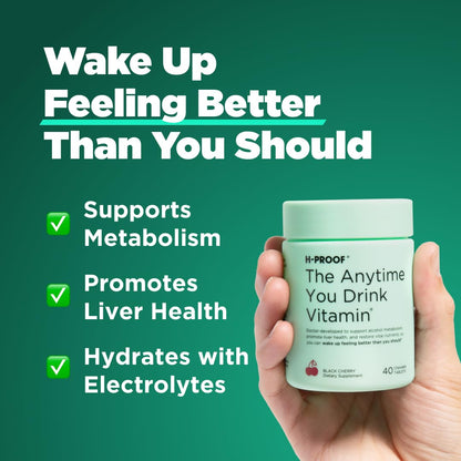 H-PROOF The Anytime You Drink Vitamin, Liver Health & Immunity Support with Electrolytes, Milk Thistle, and Vitamins B & C - 40 Chewable Tablets - Maple Wellness Supplements