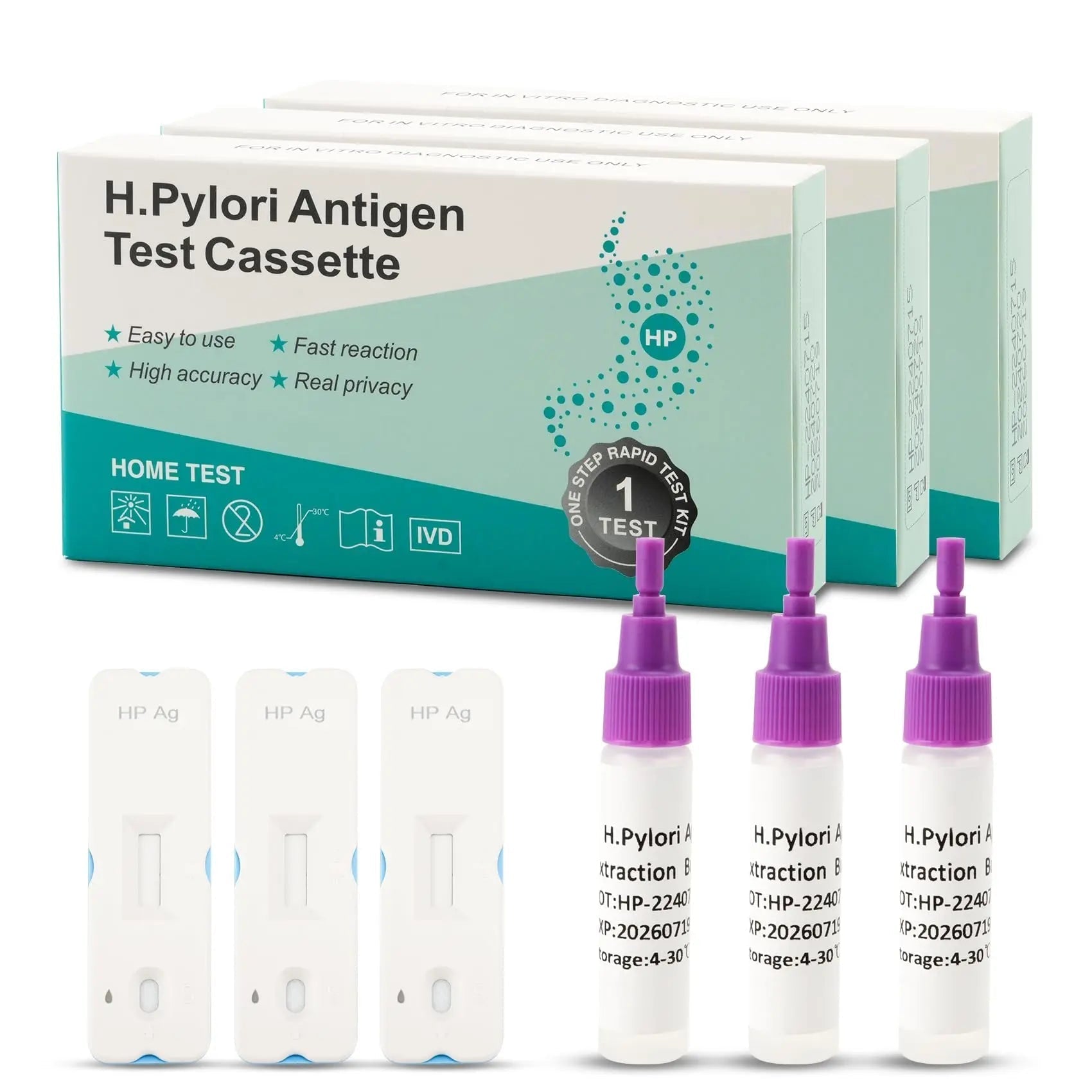H. Pylori Helicobacter Pylori Stool 3 Test Kit, 10-15 Minutes, Highly Accurate, Easy to Use, Home Testing, No Lab Visit Required - Maple Wellness Supplements