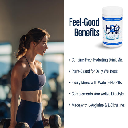H2O Cardio | Nitric Oxide Supplement Drink | Wellness & Hydration Support | Arginine & Citrulline Powder | Berry Flavored Drink Mix for Daily Activity | Net Wt. 3.35 Ounces - Maple Wellness Supplements
