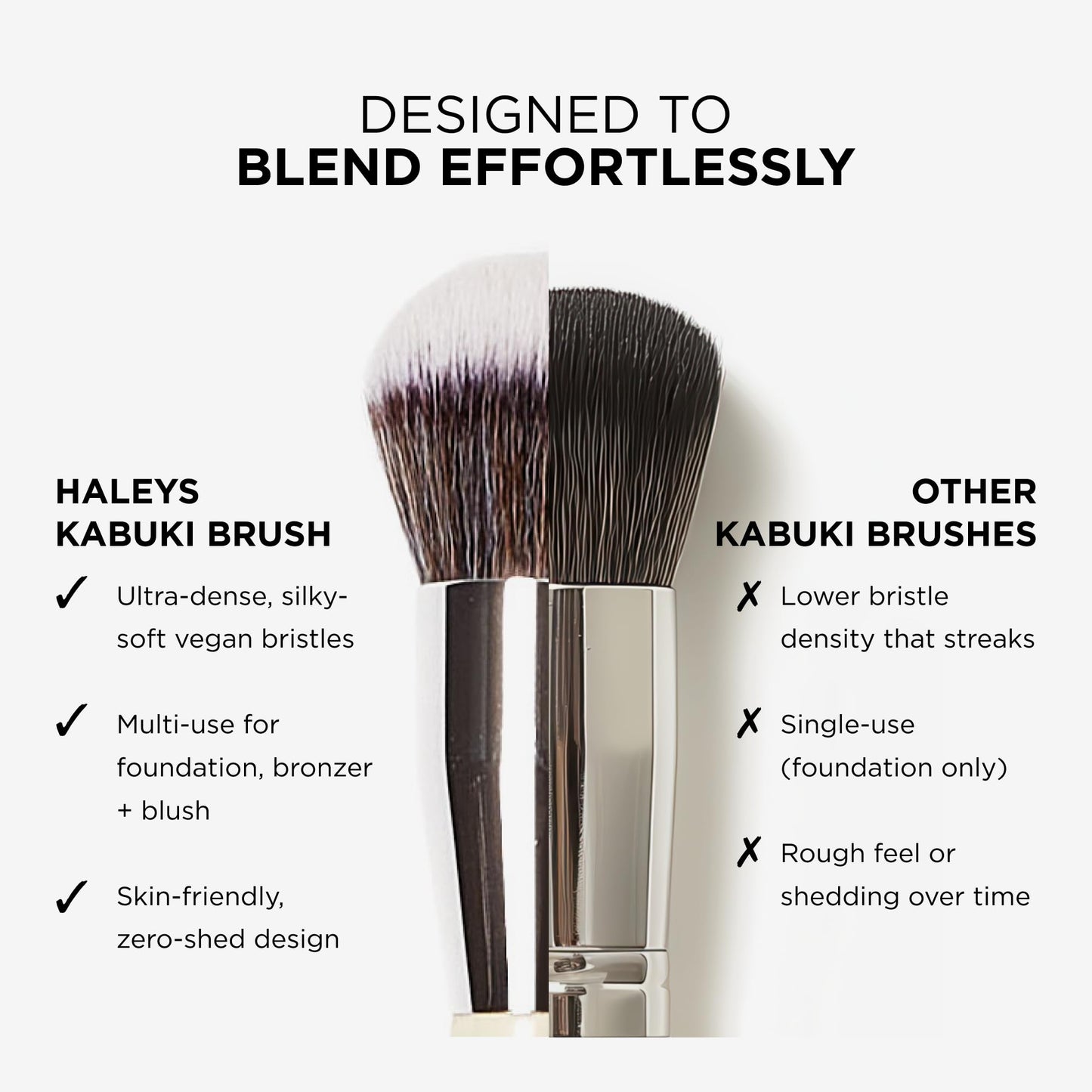 Haleys Beauty Kabuki Foundation Brush For Applying Powder, Foundation, Bronzer, Blush, and Mineral Make up, Soft Bristles, Seamless Blending, Makeup Brushes Essential, Vegan & Cruelty Free - Maple Wellness Supplements