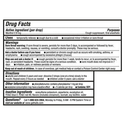 HALLS Minis Cherry Flavor Sugar Free Cough Drops, 48 Drops - Maple Wellness Supplements