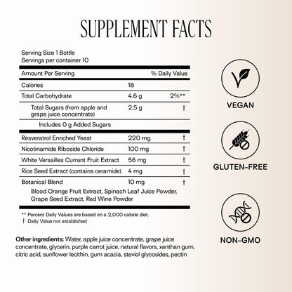 Happy Aging Liquid NAD+ Resveratrol Supplement, NMN Alternative, Liposomal Nicotinamide Riboside & Antioxidants for Energy Support, Brain Health, Firm Skin, Twice Weekly Use, 30 Shots - Maple Wellness Supplements