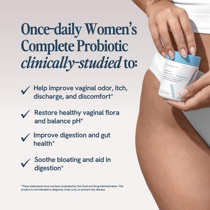 Happy V Dr. Formulated Vaginal Probiotics for Women Odor & Itch Support, Urinary & Gut Health, pH Balance | Womens Daily Probiotic - Maple Wellness Supplements
