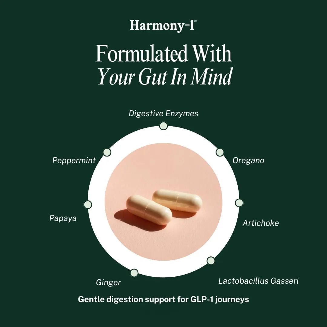 Harmony-1 Gut Health Supplement — Digestive Enzymes + Probiotics for Bloating Relief & Digestive Comfort — GLP-1 Friendly Digestive Support — 60 Capsules - Maple Wellness Supplements