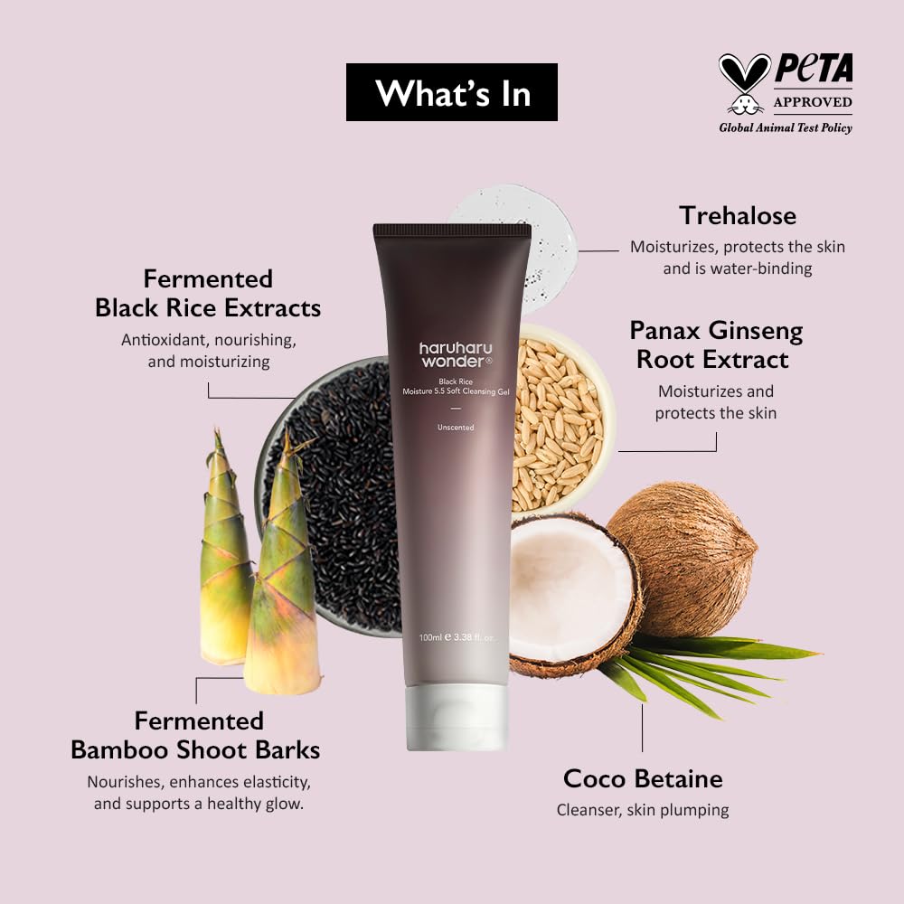 HARUHARU wonder Black Rice Moisture 5.5 Soft Cleansing Gel, Gentle Daily Cleanser, Low 5.5pH, Moisture Balance, Soap Free - Maple Wellness Supplements