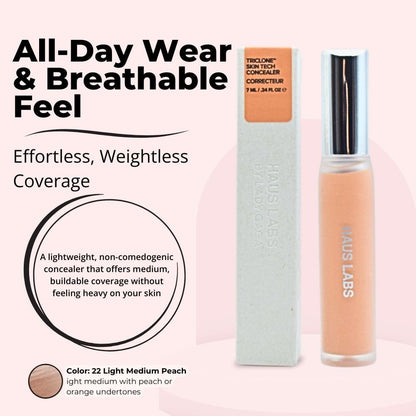 HAUS LABS BY LADY GAGA Triclone Skin Tech Hydrating + De-puffing Concealer with Fermented Arnica 22 Light Medium Peach - Maple Wellness Supplements