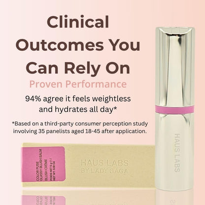 Haus Labs Color Fuse Longwear Hydrating Glassy Lip + Cheek Blush Balm Stick - Glassy Lilac - Maple Wellness Supplements