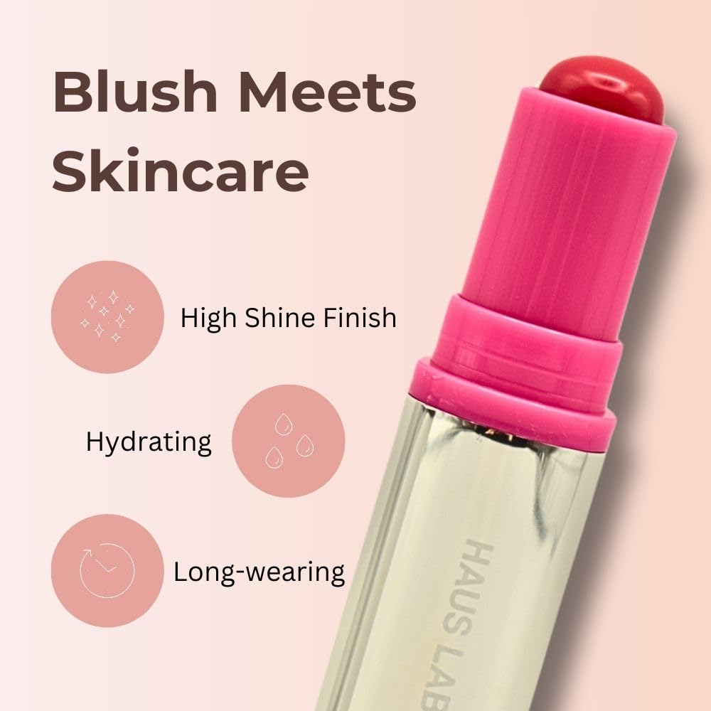 Haus Labs Color Fuse Longwear Hydrating Glassy Lip + Cheek Blush Balm Stick - Glassy Pitaya - Maple Wellness Supplements