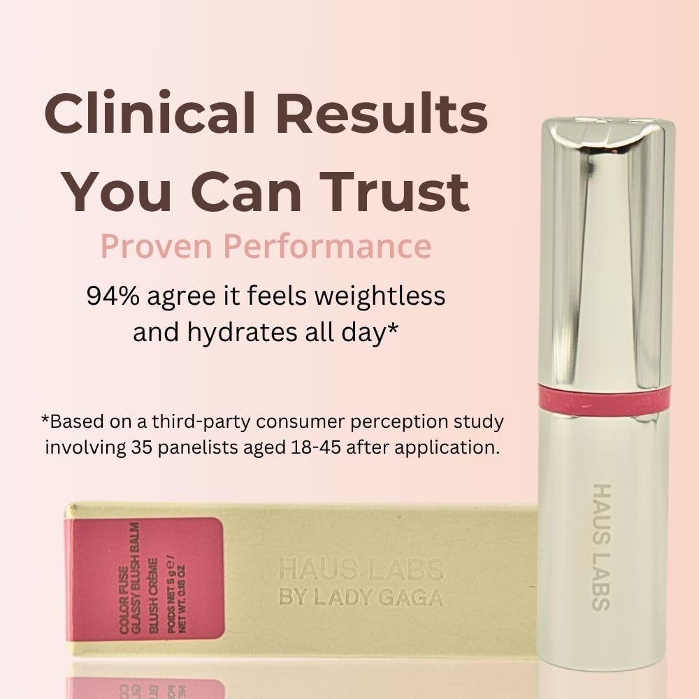 Haus Labs Color Fuse Longwear Hydrating Glassy Lip + Cheek Blush Balm Stick - Glassy Rosette - Maple Wellness Supplements