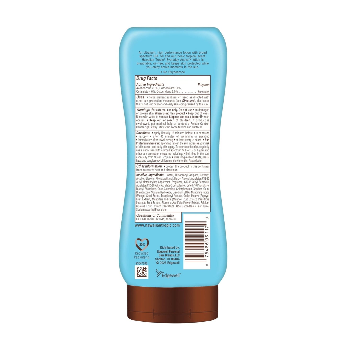 Hawaiian Tropic Everyday Active Sunscreen Lotion, SPF 50 Sunblock, 8 Fl Oz - Maple Wellness Supplements