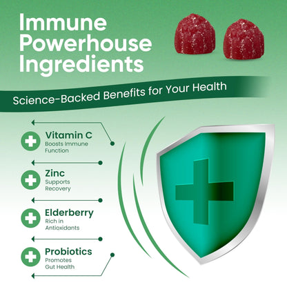 Haydar Marketplace Immune Boosters for Adults - Vegan Immune Support Gummies with Vitamins C & D, Zinc, Magnesium, Probiotics - Maple Wellness Supplements