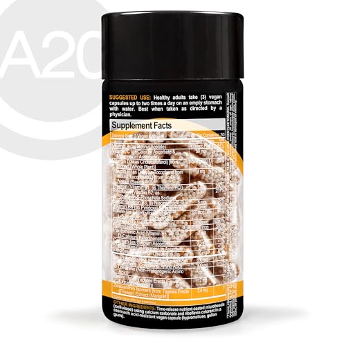 HCF A20 Microbead Brain Health Supplements for Adults for Memory, Focus, Calm, Mood, Alertness, Attention, Vision, Sleep, Immune System, 20 Premium Nootropic Nutrients Multivitamin & 7 Advances® Tech - Maple Wellness Supplements